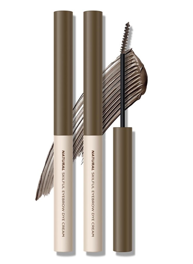 KYDA 2 Pcs Tinted Eyebrow Cream, Ultra-Fine Brush Tinted Brow Gel, Waterproof Smudgeproof Eyebrow Mascara, Long Wear, Natural Brow Makeup without Clumping, Natural Brown - Image 1